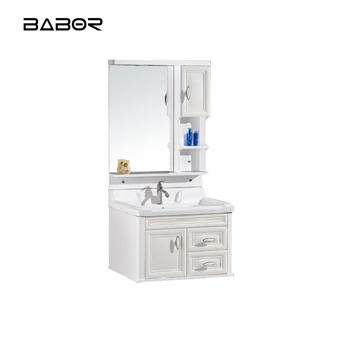Babor wall mounted white pvc bathroom vanity cabinet