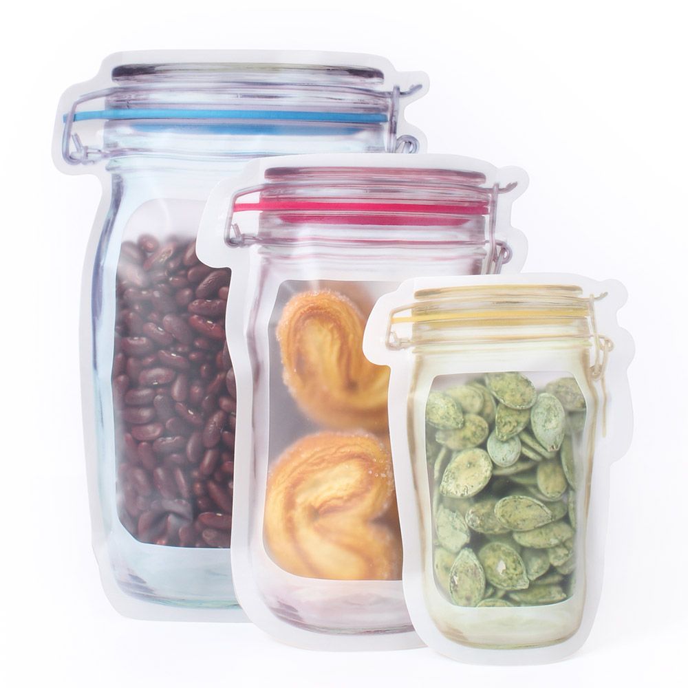 Mason Jar Shape Stand Up Pouch Ziplock Bag