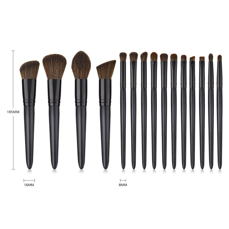 Drop Shipping 15 Pcs Wood Handle Eyeshadow Eyebrow Eyeliner Blending Powder Smudge Brush Professional Eyes Makeup Brushes Set