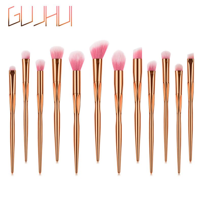 Drop Shipping Makeup Brushes 12pcs Heart Type - Rose Gold Set Powder Foundation Cosmetic Blush Eyeshadow Brushes