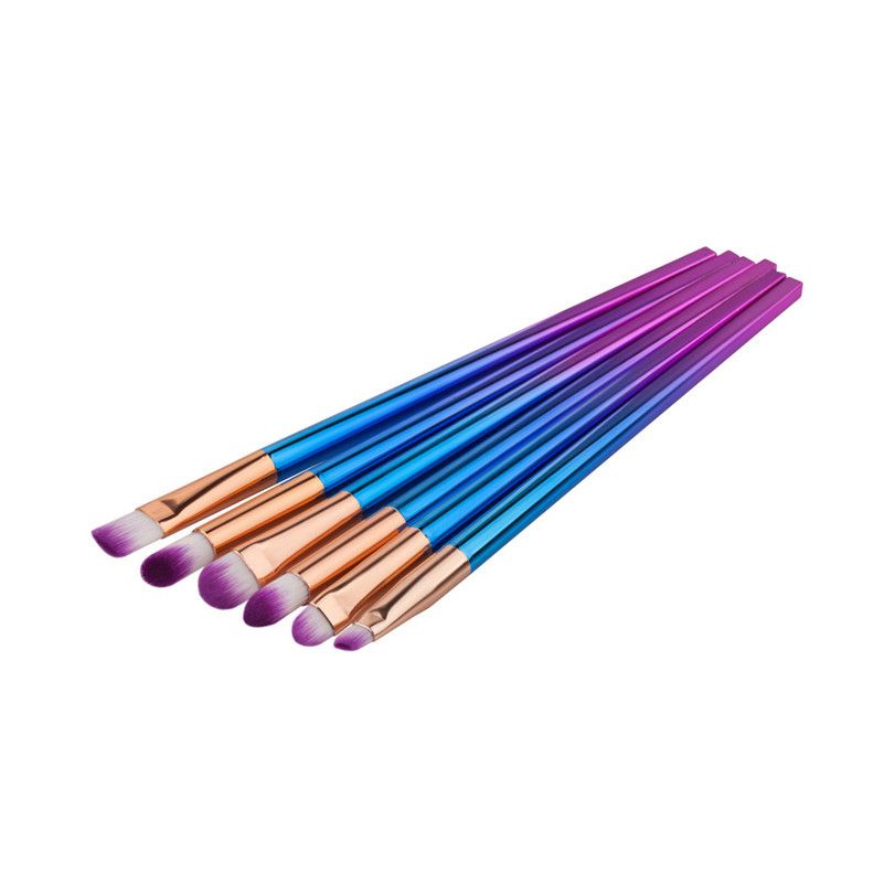 New 6PCS Purple Make Up Foundation Brush Eyebrow Eyeliner Blush Cosmetic Concealer Brushes