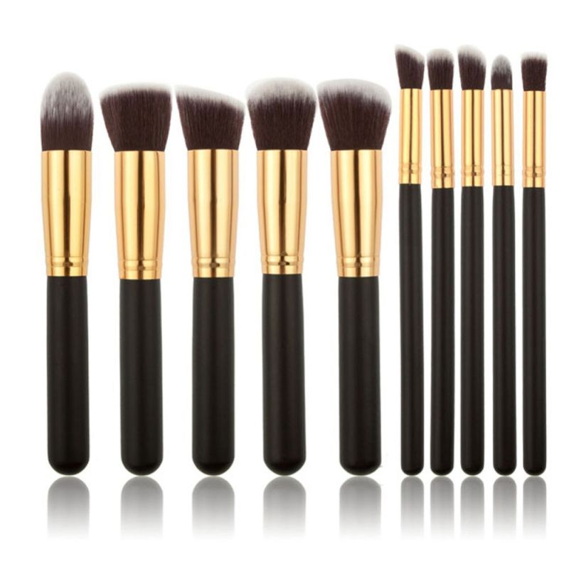 New Arrive 10 pcs Synthetic Kabuki Makeup Brush Set Cosmetics Foundation Blending Blush Makeup Tool