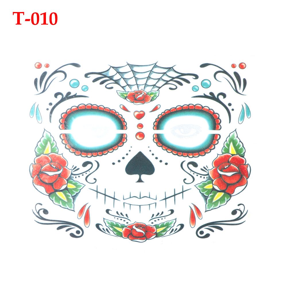 Day of The Dead Skull Face dress up Temporary Tattoo Stickers Pop Halloween Party Facial makeup Special Waterproof Face Tattoos