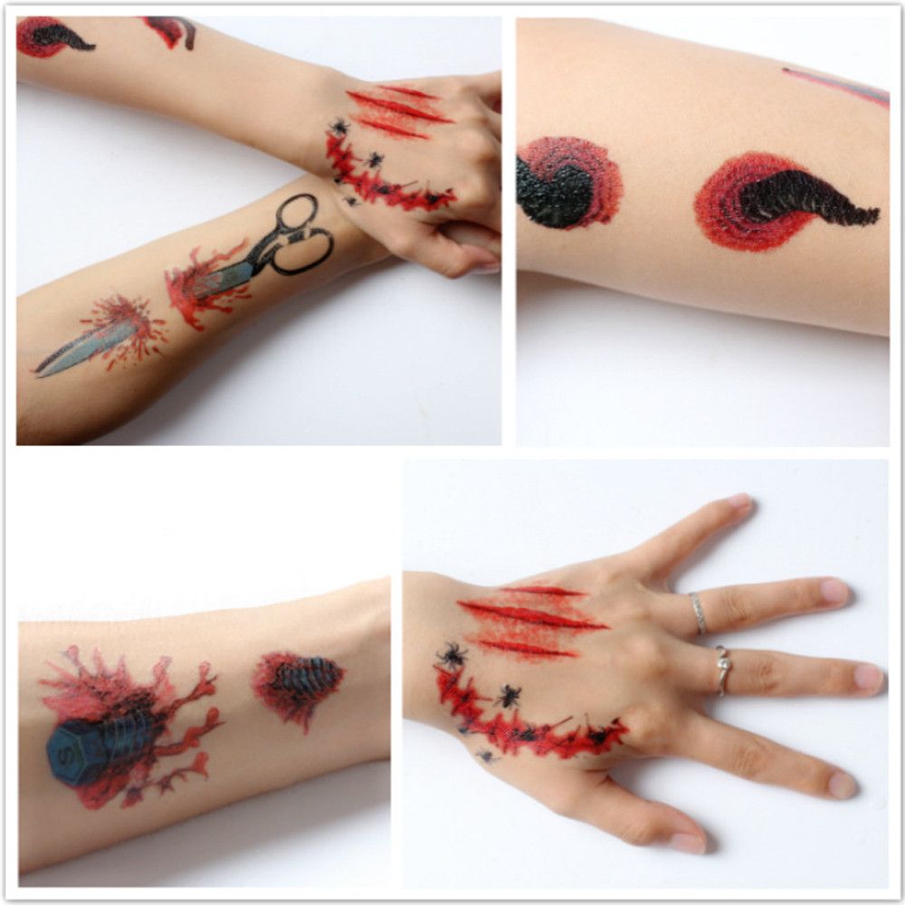 Waterproof Halloween Tattoo Stickers Body Face Vampire Temporary Tattoos Fake Tattoos Sticker