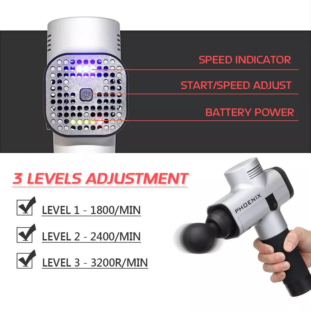 Phoenix A2 Muscle Massage Gun Deep Tissue Massager Therapy Gun Exercising Muscle Pain Relief Body Shaping
