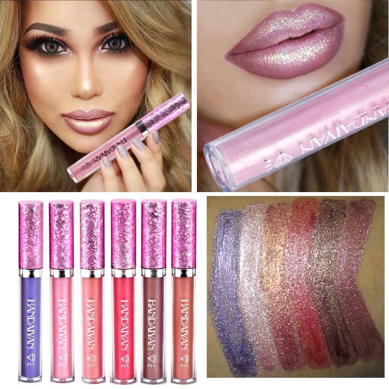 Wholesale HANDAIYAN Low MOQ Waterproof No Smudge Clear Glitter Diamond Lip Tint Lipgloss 