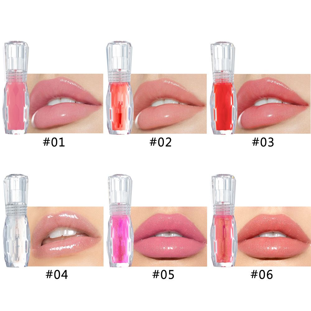 Wholesale HANDAIYAN Brand Real Effect Colors Plumping Lip Gloss Transparent Glass Glossy Plump Oil Moisturized Private Label