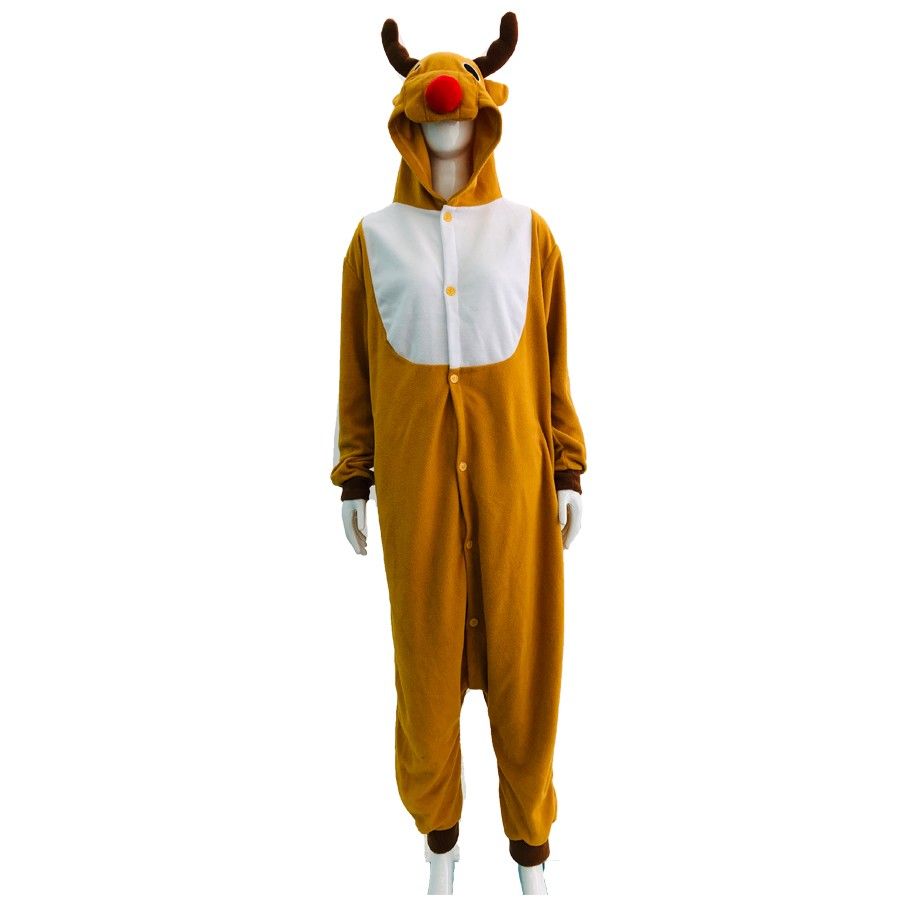 Wholesale Adult Cartoon Pijamas Animal Onesie Custom Christmas Deer Kigurumi Flannel Women Pajamas Kigurumi Onesie Pajamas