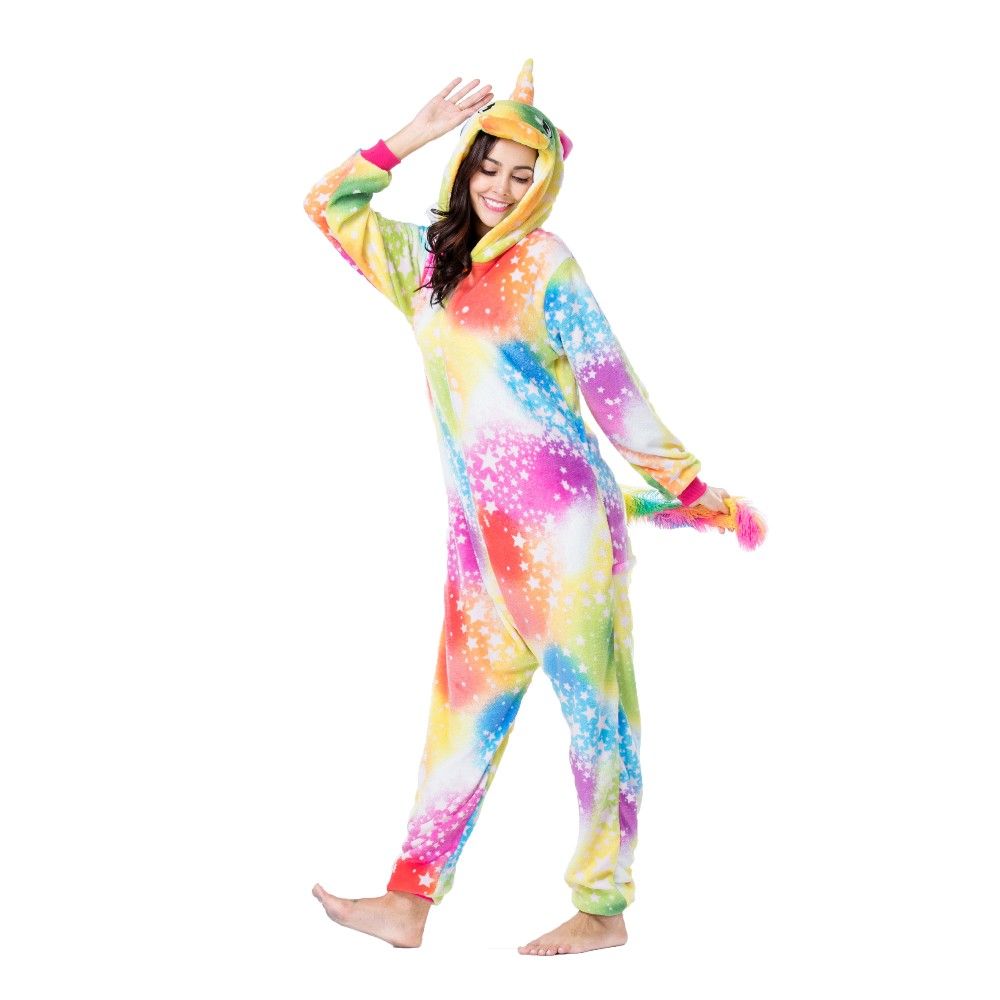 Wholesale Adult Pajamas Costume Colorful Star Unicorn Sexy Adult flannel Onesie Pajamas Kigurumi Pajamas 