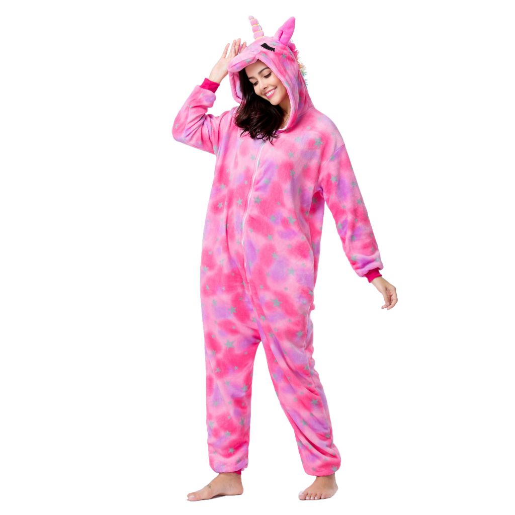 Wholesale Adult Pajamas Costume Adult Flannel Onesie Pajamas Kigurumi Pink Galaxy Unicorn Pajamas