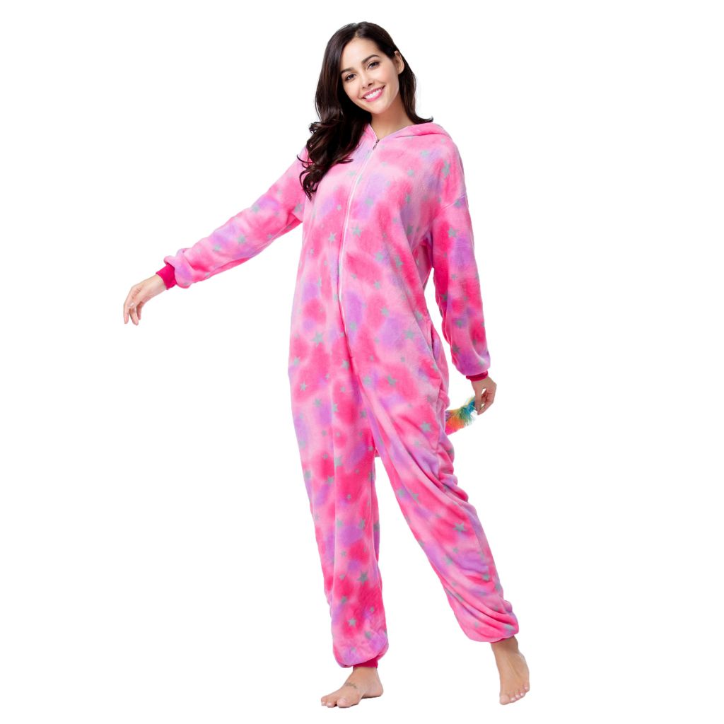 Wholesale Adult Pajamas Costume Adult Flannel Onesie Pajamas Kigurumi Pink Galaxy Unicorn Pajamas