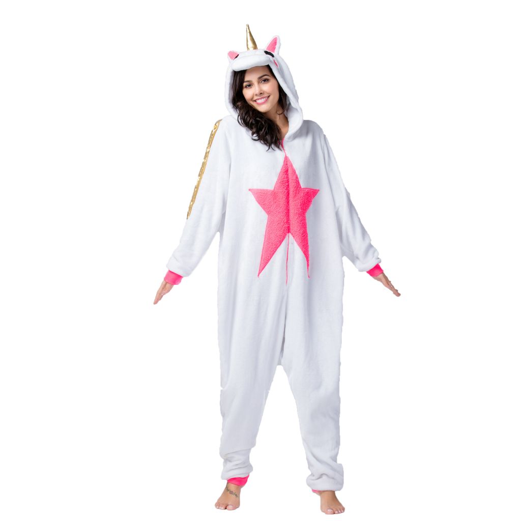 Wholesale Adult Pajamas Costume Golden Wings Unicorn Adult Flannel Onesie Pajamas Kigurumi Pajamas