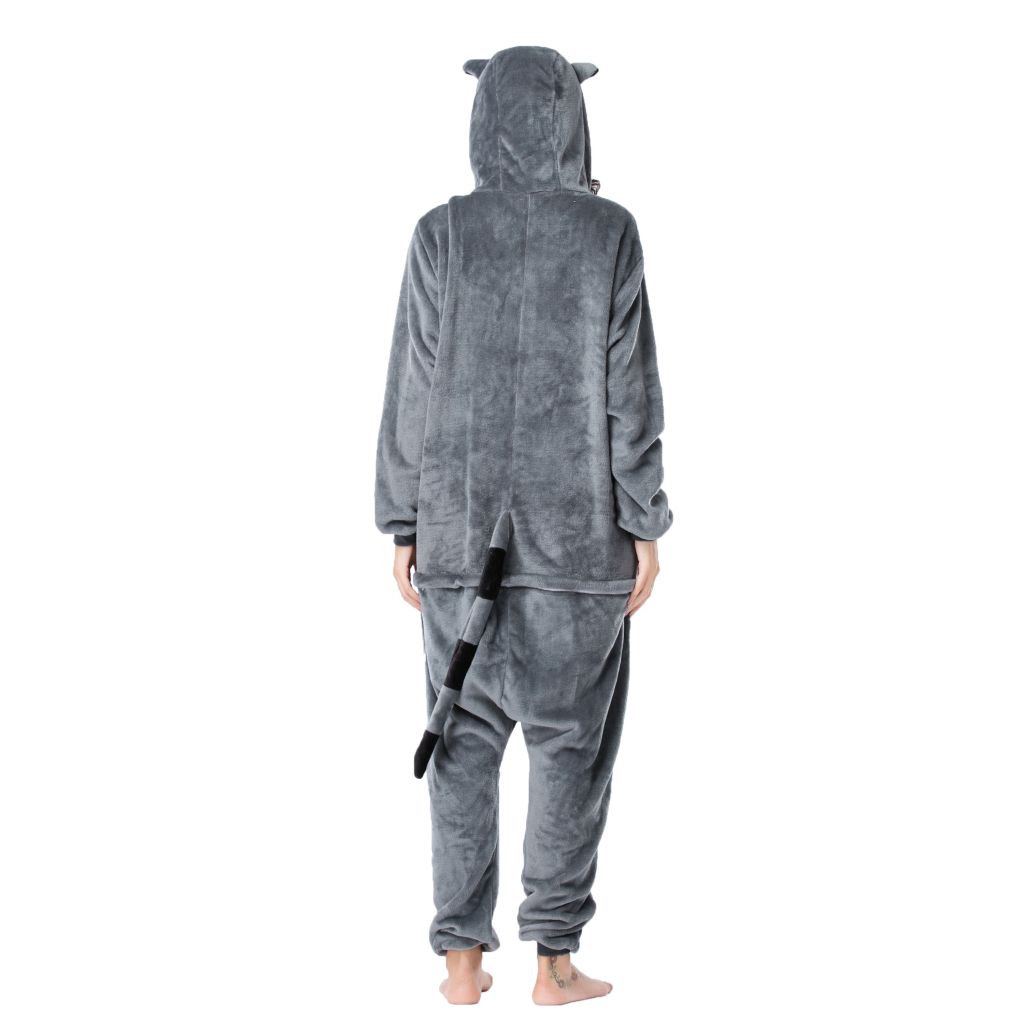 Wholesale Adult Sexy Adult Onesie Pajamas Custom Gray Raccoon Kigurumi Flannel Women Pajamas Kigurumi Onesie Pajamas 