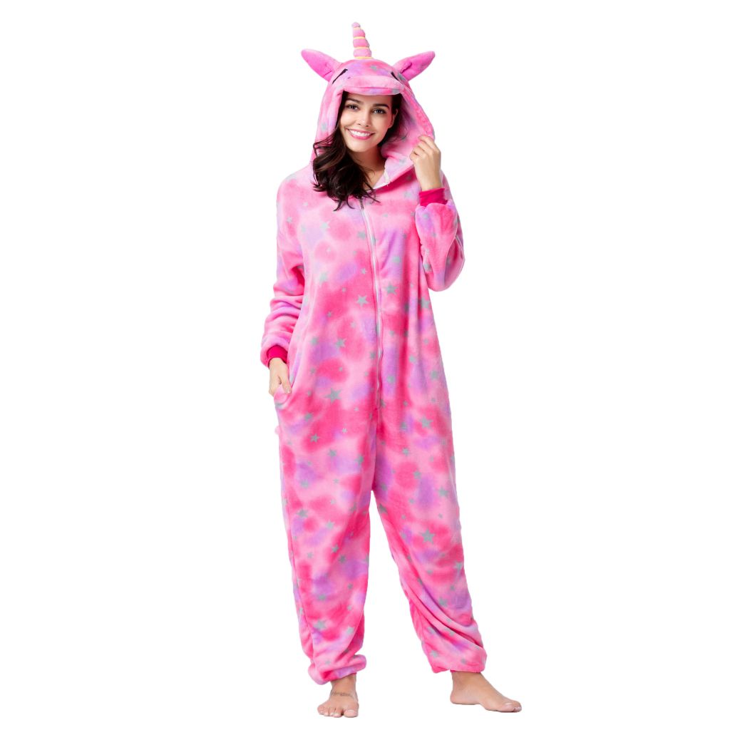 Wholesale Adult Pajamas Costume Adult Flannel Onesie Pajamas Kigurumi Pink Galaxy Unicorn Pajamas