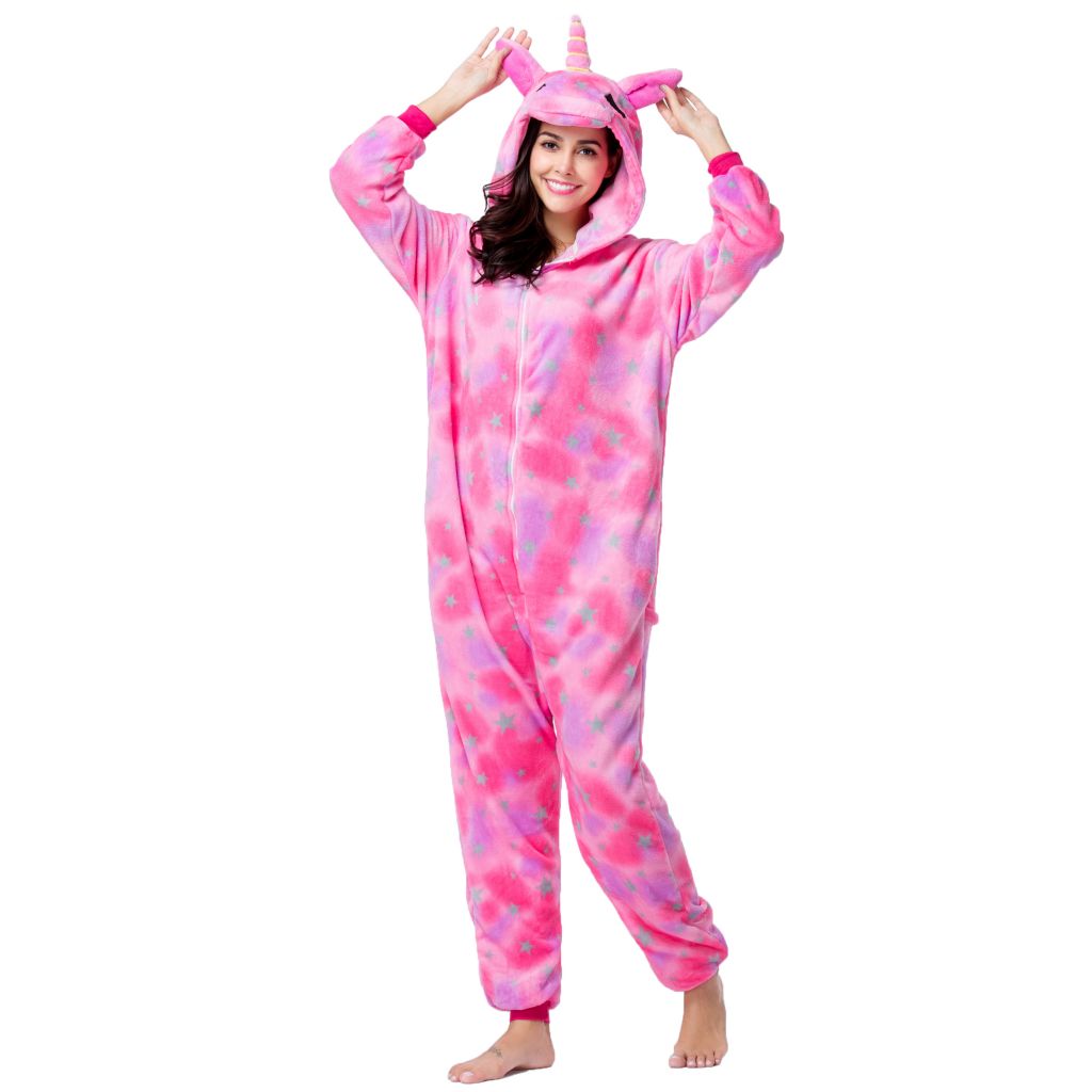 Wholesale Adult Pajamas Costume Adult Flannel Onesie Pajamas Kigurumi Pink Galaxy Unicorn Pajamas