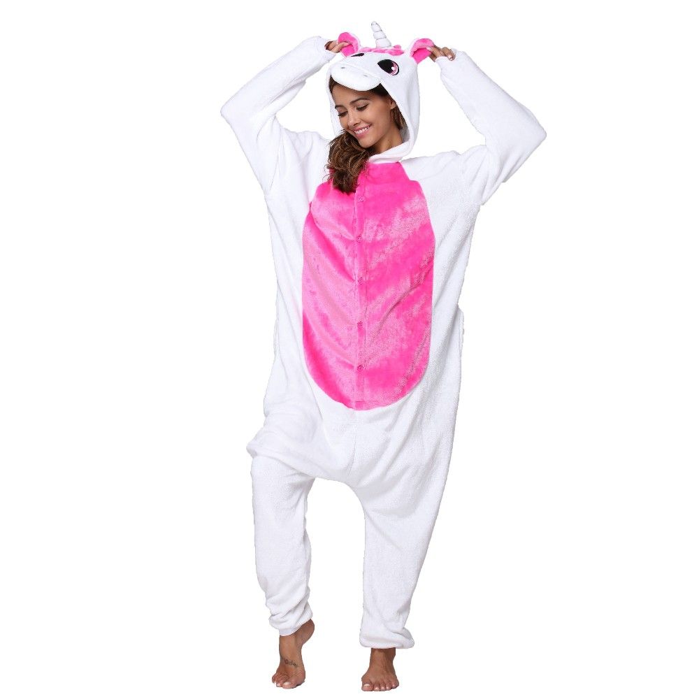 Wholesale Adult Pajamas Custom Sexy Adult Onesie Rose Unicorn Kigurumi Flannel Women Pajamas Kigurumi Onesie Pajamas Sleepwear