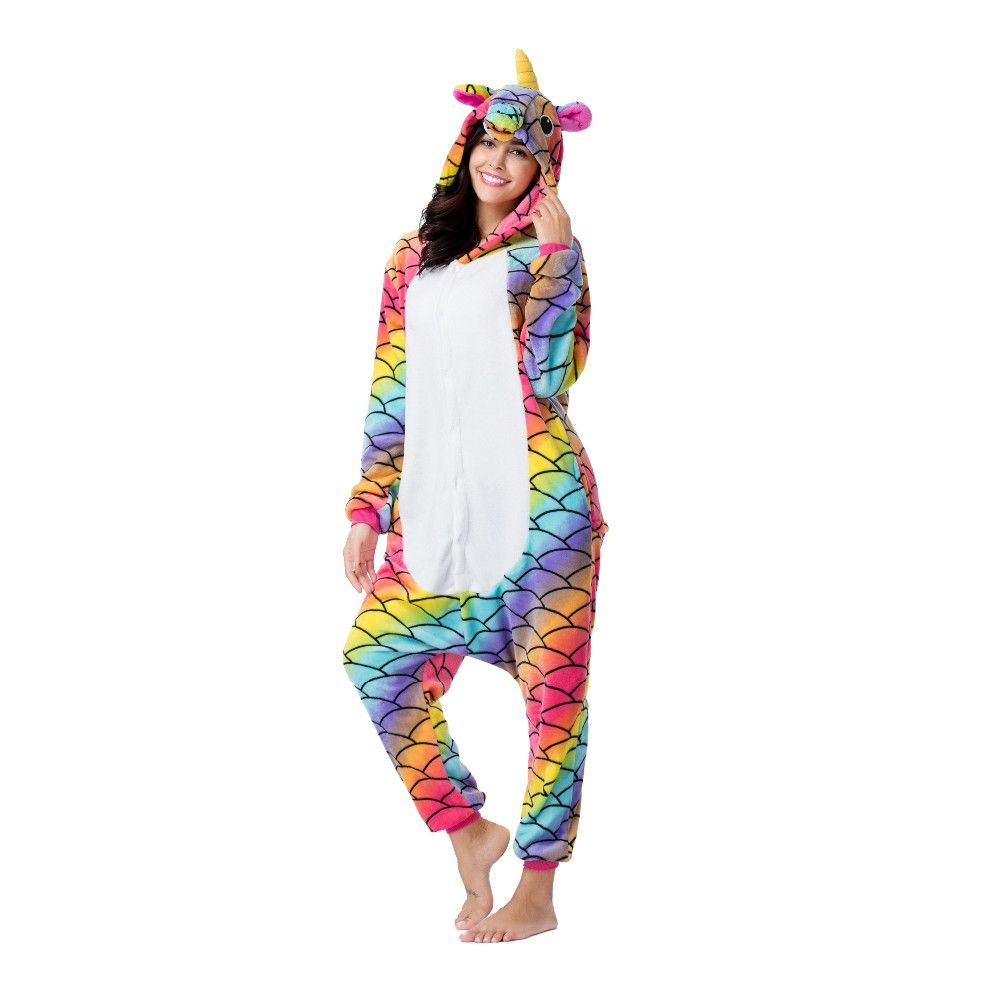 wholesale adult pajamas sexy adult onesie custom fish scale unicorn kigurumi flannel women pajamas kigurumi onesie pajamas 