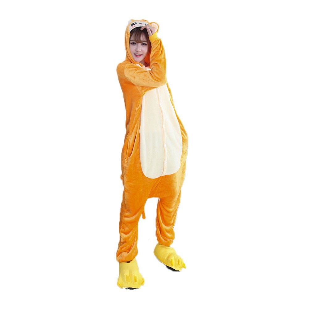 Wholesale Sexy Adult Onesie Pajamas Orange Monkey Kigurumi Flannel Women Pajamas Kigurumi Onesie Pajamas