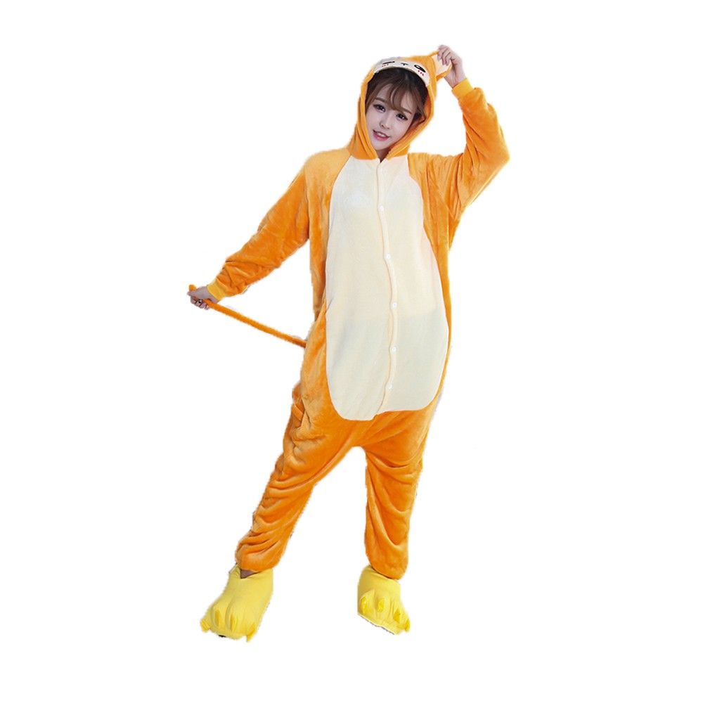 Wholesale Sexy Adult Onesie Pajamas Orange Monkey Kigurumi Flannel Women Pajamas Kigurumi Onesie Pajamas