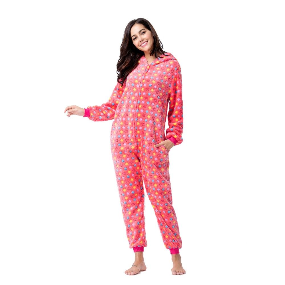 Wholesale Adult Pajamas Sexy Adult Flannel Costume Red Star Unicorn Onesie Pajamas Kigurumi Pajamas