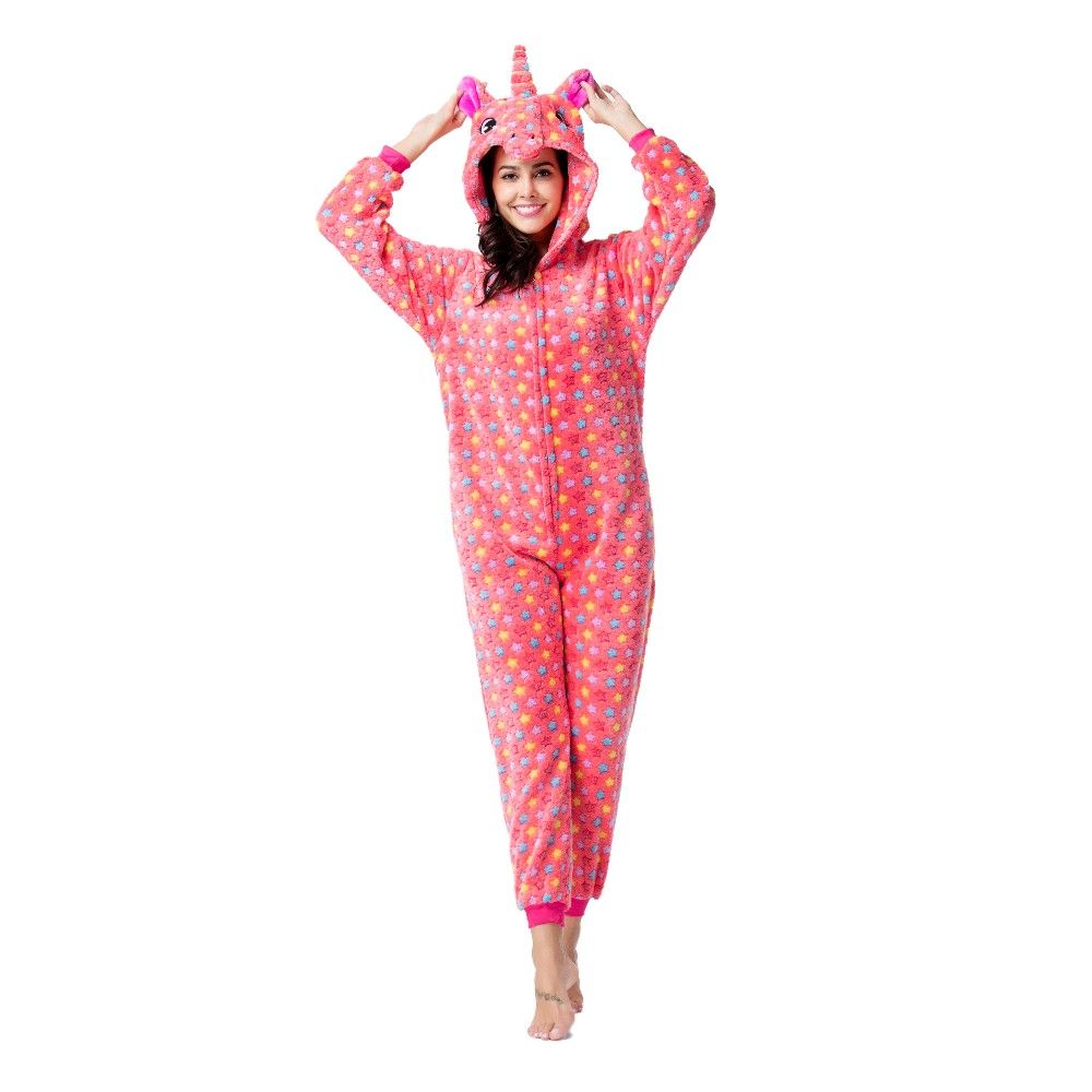 Wholesale Adult Pajamas Sexy Adult Flannel Costume Red Star Unicorn Onesie Pajamas Kigurumi Pajamas