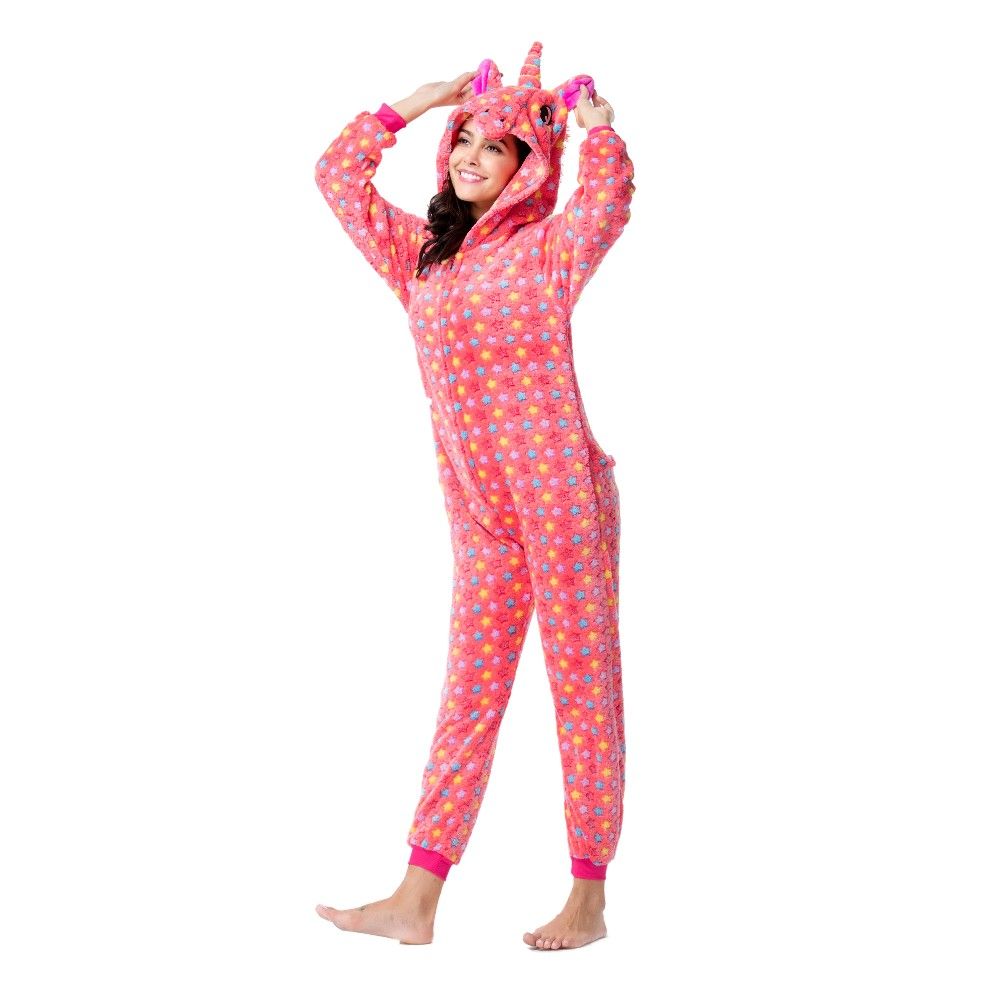 Wholesale Adult Pajamas Sexy Adult Flannel Costume Red Star Unicorn Onesie Pajamas Kigurumi Pajamas