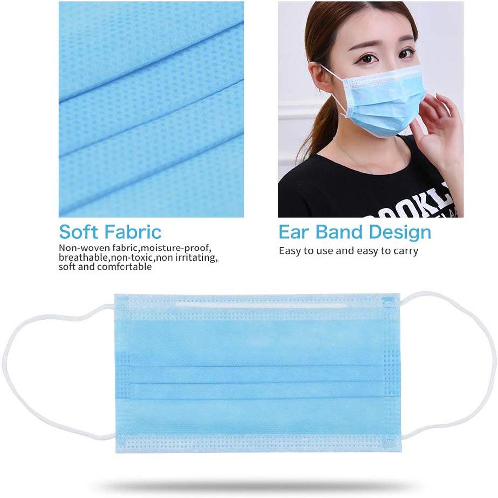 Disposable 3-Ply Surgical/Medical Mask Breathable with Earloops Protective Face Mask