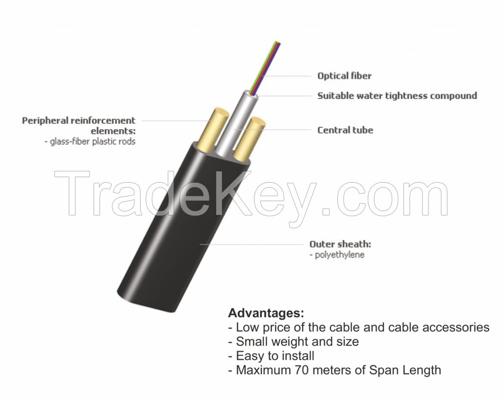 Aerial self support cable with dielectric messenger