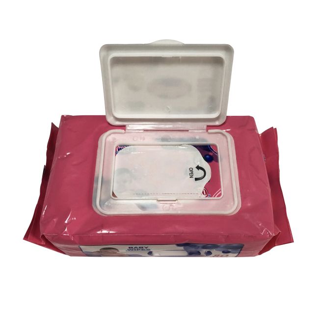 Baby wet wipes manufacturer in Quanzhou, baby face using wet wipes with plastic lid