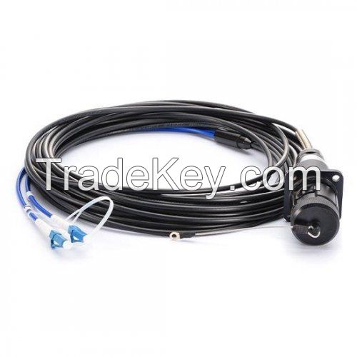 2 Fibers WallMounted Military Field Connector to LC/SC/ST/FC Fiber Optic Patch Cable