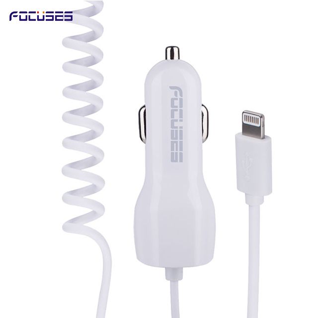 Focuses- Premium 5V/3.1A USB Car Charger With Quick Charging Cable For IPhone