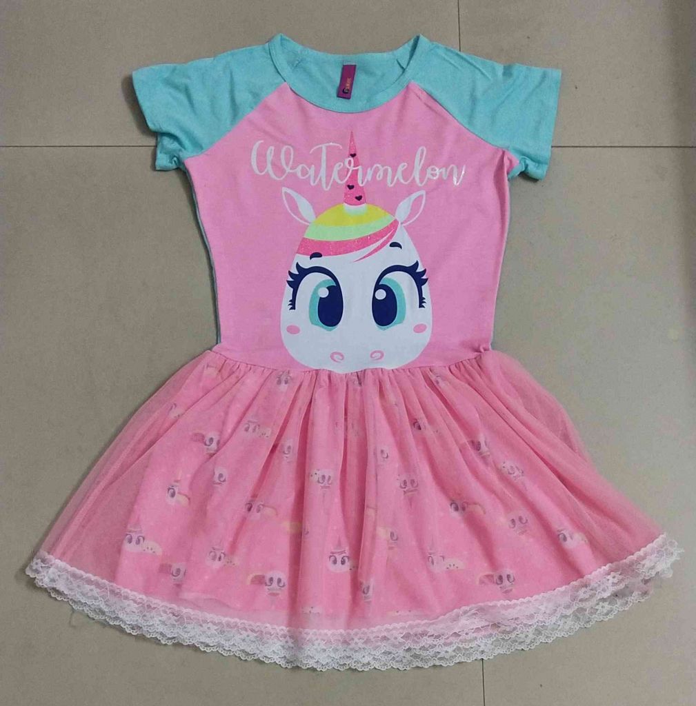 viscose spandex and meshed girls fantacy dress 3-pcs set flamingo design shortdolls