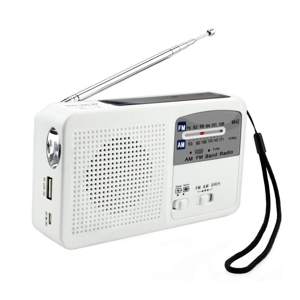 Rd369 Solar Rechargeable Emergency Hand Crank Powered Am/fm Radio With Led Flashlight Alerted And Cell Phone Charger