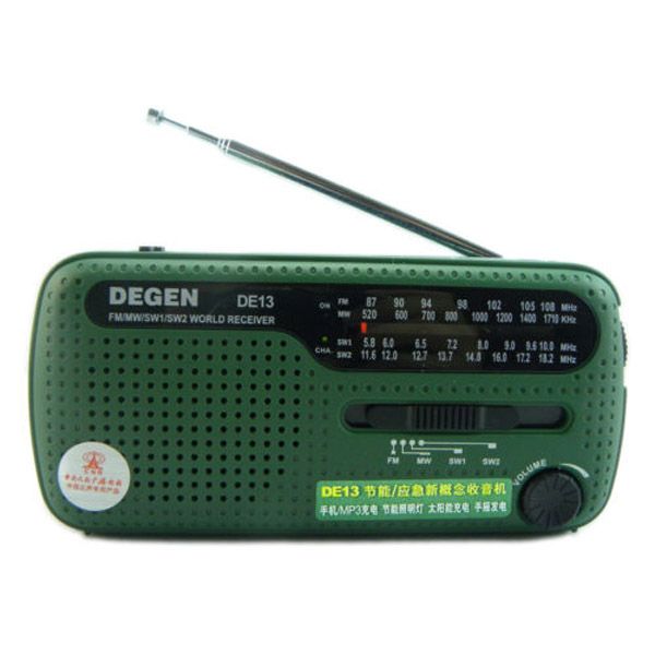 DEGEN DE13 FM AM SW Crank Dynamo Solar Power Emergency Radio