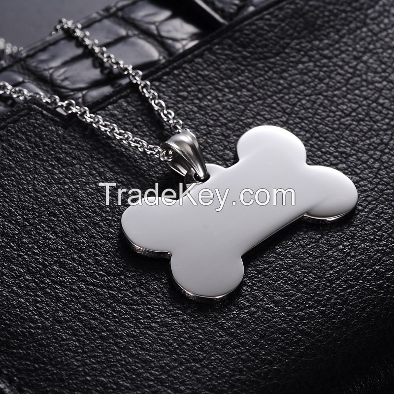 Stainless Steel Dog Tags Dog Bone Pendant 