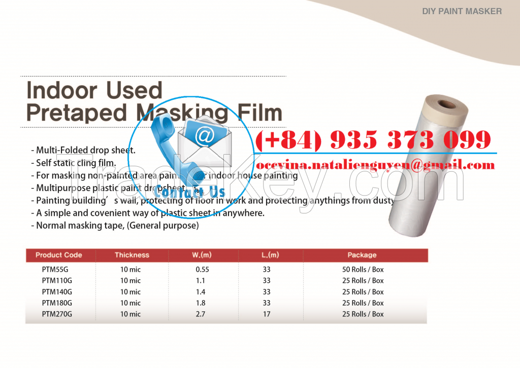 Indoor Paper Pretaped Masking Film