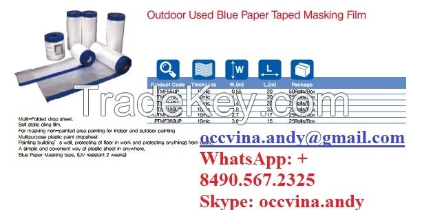 Outdoor Used Blue Paper Taped Masking Film