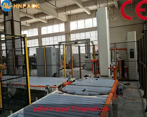 In-line Fully Automatic Power Stretch Pallet Wrapper/Turntable Wooden Pallet Stretch Wrap Wrapping Machine With Stretch Film