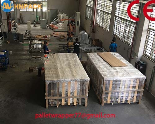 In-line Fully Automatic Power Stretch Pallet Wrapper/Turntable Wooden Pallet Stretch Wrap Wrapping Machine With Stretch Film