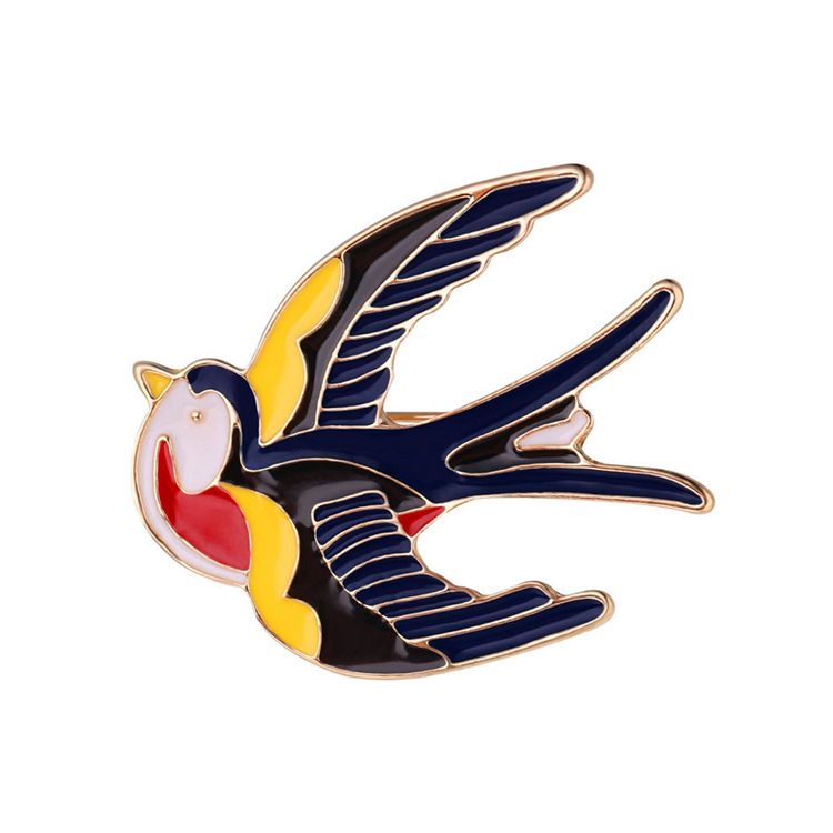 Handmade Enamel Jewelry Cartoon Swallow Black Enamel Pins