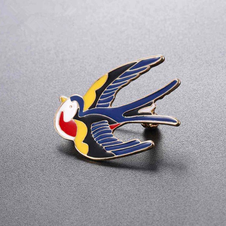 Handmade Enamel Jewelry Cartoon Swallow Black Enamel Pins