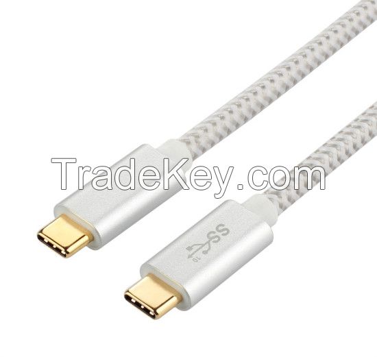 Metal Case USB 3.1 Type C Male to USB 3.1 Type C Male Cable with Fabric braided