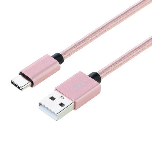 Metal Case USB 2.0 A Male to USB 2.0 Type C Male Cable with Fabric braided
