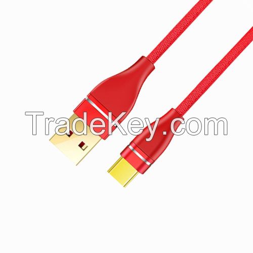 Popular Type USB 2.0 A to USB 2.0 Type C Fabric Braided Cable with Metal Heads