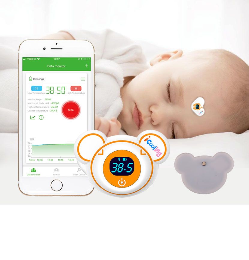 Baby Bluetooth Thermometer with ios Android APP 24hours Temperature Monitoring Fever Alerts 