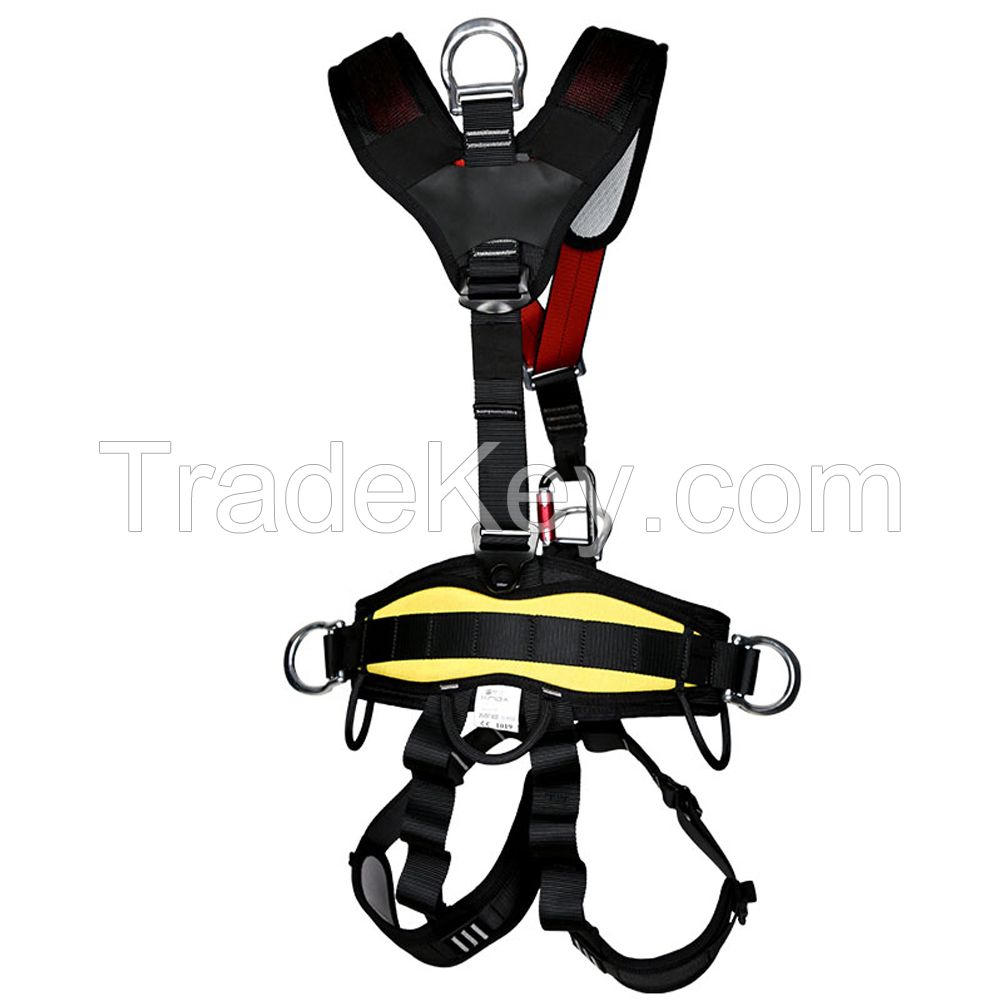 construction vest style full body harness black red yellow