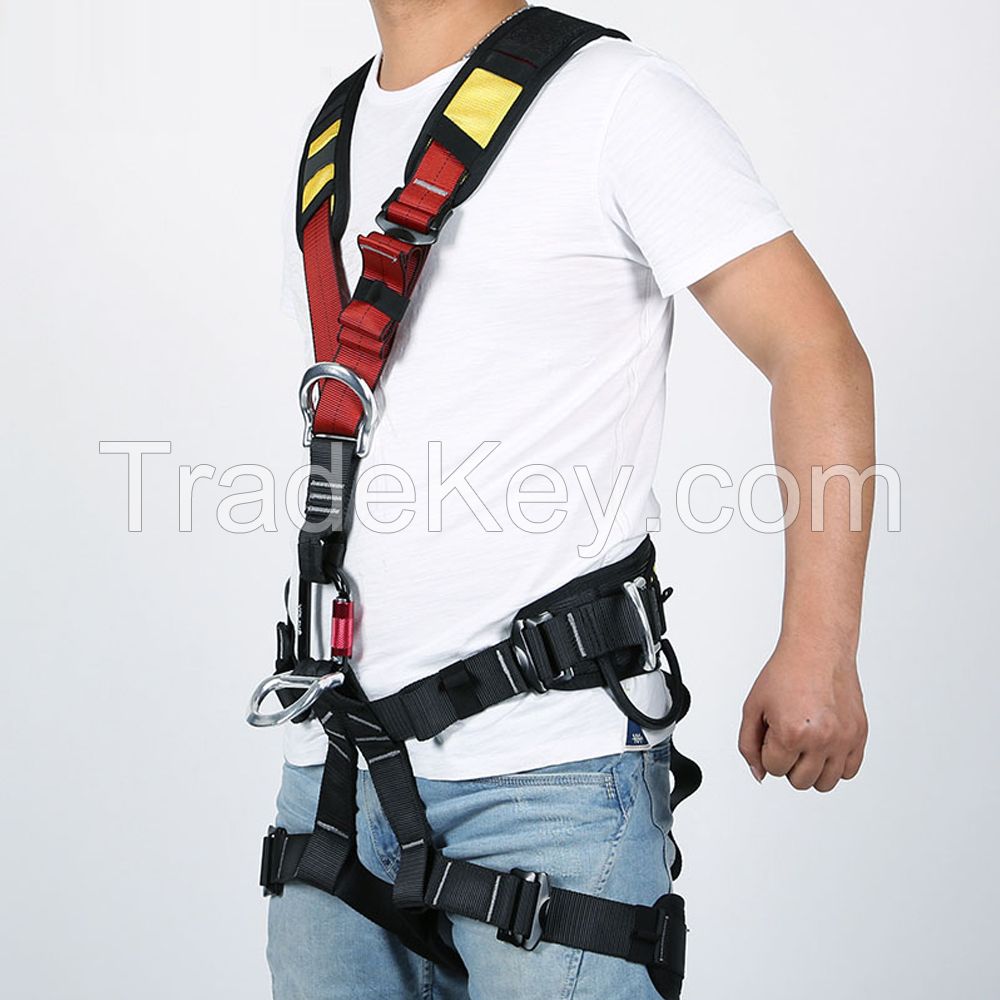 construction vest style full body harness black red yellow