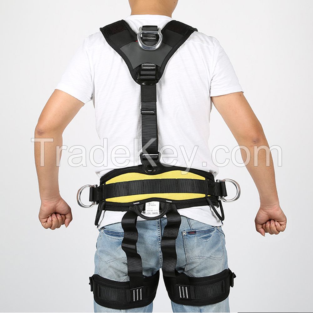 construction vest style full body harness black red yellow