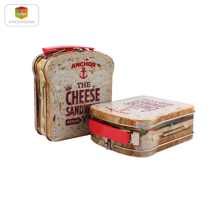 Lunch Tin, Lunch Box, Tin Lunch Box, Sandwich Tin Box with Handle