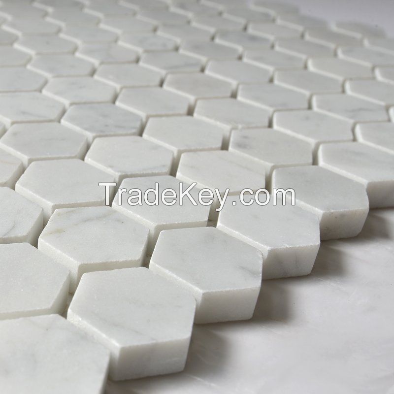 Arabescato Carrara Marble MosaicTile in White